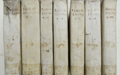 1736 VELLUM BINDING 7 VOLUMES LOT THEOLOGIA PATRUM by
