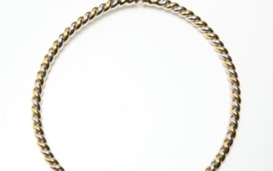 18K White & Yellow Gold Two-Tone Hinged Necklace