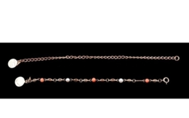 A 1950s 9 carat gold, coral and cultured pearl bracelet