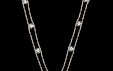 3 Carat Diamond & Platinum Art Deco Design Swag Necklace