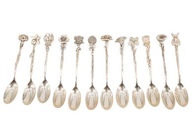 (12 Pc) Tiffany & Co. Sterling Silver Floral Demitasse Spoons