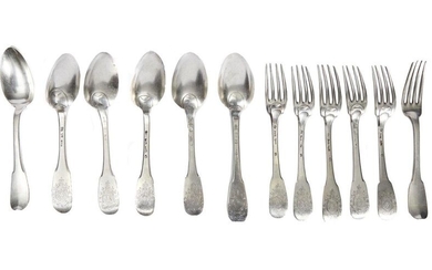 12-Six large silver cutlery XVIIIth