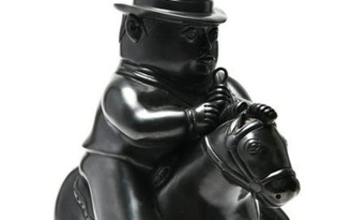 After Fernando Botero "Man on Horse" Bronze