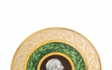 A Berlin KPM porcelain plate with a cameo por ...