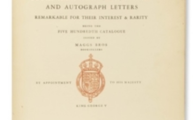 (BIBLIOGRAPHY) - A Selection of Books, Manuscripts, Engravings and Autograph Letters. Remarkable for their Interest & Rarity. Being the 500th Catalogue.