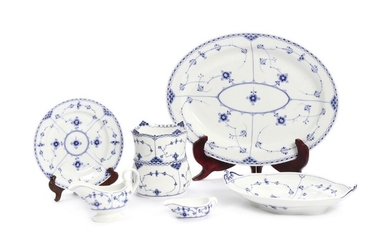 “Blue Fluted Half Lace and Plain”. A selection of Royal Copenhagen porcelain tableware. (9)