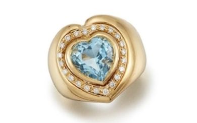 A blue topaz and diamond heart cluster...