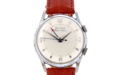 BULOVA - a gentleman's stainless steel Alarm wrist watch.