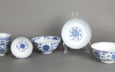 Chinese Blue and White Lotus Bowls/Cups