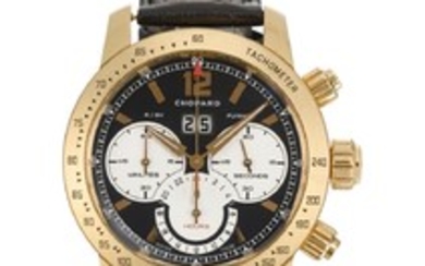 CHOPARD | A YELLOW GOLD AUTOMATIC FLYBACK CHRONOGRAPH WRISTWATCH WITH REGISTERS AND DATE REF 1268 CASE 1437441 NO 199/250 MILLE MIGLIA JACKY ICKX CIRCA 2003