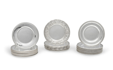 A collection of American sterling silver bread plates