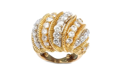A diamond dress ring, circa 1970 Of textured...
