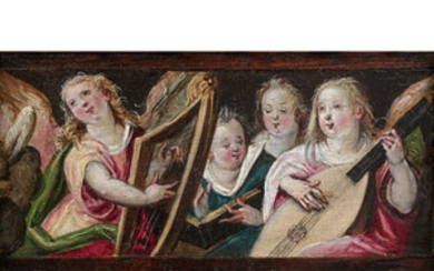 cole SUISSE vers 1600 Anges musiciens (morceau d’pinette) Panneau agrandi...