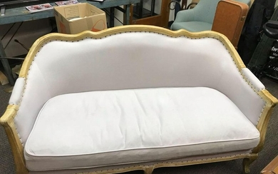 French Provincial English Pine Gray Settee