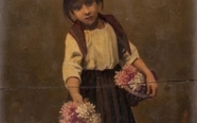 Giulio Del Torre (Romans d'Isonzo 1856 - 1932) THE LITTLE FLOWER GIRL, 1922