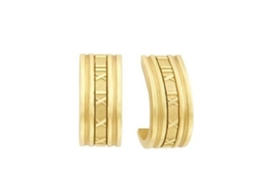 Pair of Gold 'Atlas' Hoop Earclips, Tiffany & Co.