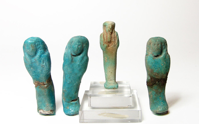 A group of 4 Egyptian blue glazed ushabtis