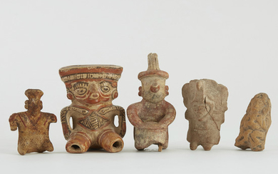 Grp: 5 Pre-Columbian Pottery Figures Veracruz Colima Nayarit Chiquimulilla Nicoya