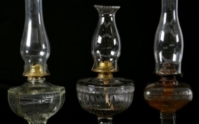 (3) Kerosene Lamp, Greek Key Pattern