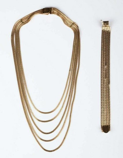 12 kt Gold Filled Chain Necklace and Bracelet Set