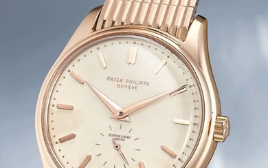 Patek Philippe, Ref. 2526 A very rare and extremely well-preserved pink gold wristwatch with enamel dial, automatic movement and bracelet