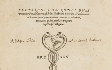 Plutarch. [Vitae illustrium virorum], Greek text, Basel, Hieronymus Froben and Nicolaus Episcopius, 1560.