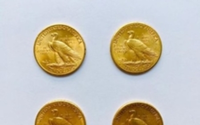Quatre pièces de 10 dollars "Eagle" 3 x 1910…