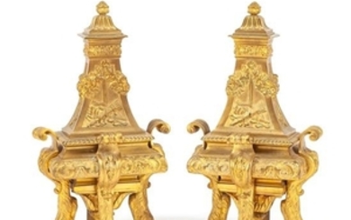 A Pair of Regence Style Gilt Bronze Chenets
