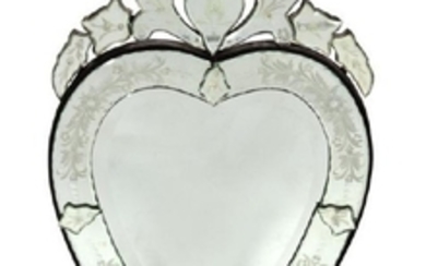A Venetian Glass Heart-Shaped Mirror