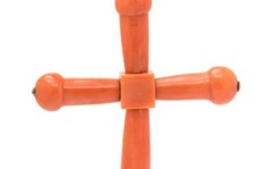 A Victorian Coral Cross Pendant