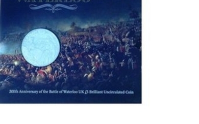 Waterloo 200th ann Royal Mint £5 uncirculated Coin in original presentation sleeve with certificate. In 2015 to commemorate...
