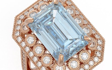 12.49 ctw Certified Sky Topaz & Diamond Victorian Ring 14K Rose Gold