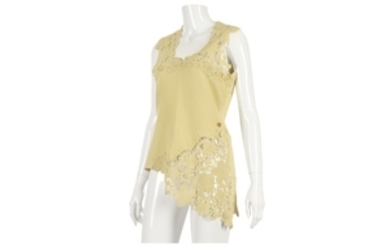 Chanel Yellow Crochet Top, 2010s, cotton body with...