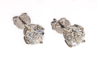 14 kt gold diamond-earrings , WG 585/000, 2 old cut...