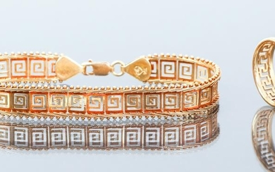 14K Gold Greek Key Bracelet and Ring