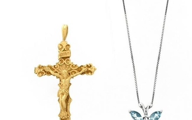14K Necklace and Cross Pendant