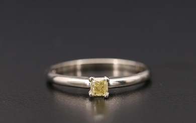 14K White Gold 0.22 CT Fancy Yellow Diamond Solitaire Ring