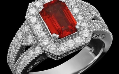 14K White Gold 1.53ct Ruby and 1.06ct Diamond Ring
