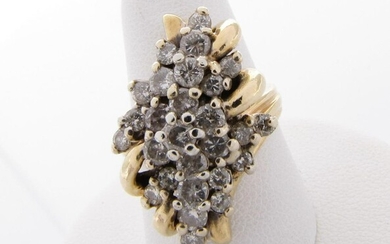 14K Yellow Gold Lady's Diamond Cluster Ring