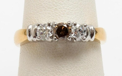 14K Yellow & White Gold Cognac Diamond Ring