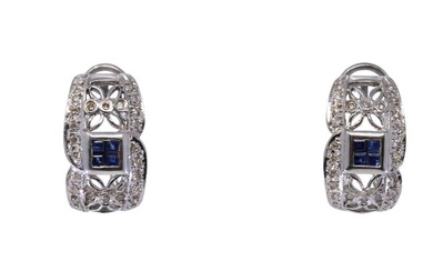 14KT Diamond / Sapphire Earrings