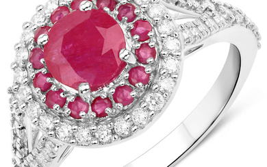 14KT White Gold 1.95ctw Ruby and White Diamond Ring
