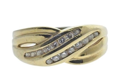 14k Gold Diamond Crossover Ring