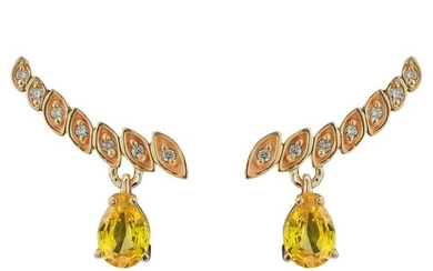 14k Gold Earrings with Pear Sapphires and Diamonds...