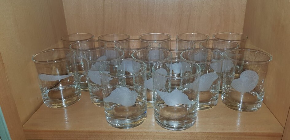 16 bicchieri Taitù da acqua con decori marini ... - Lot 512 - Pierre Bergé & Associés