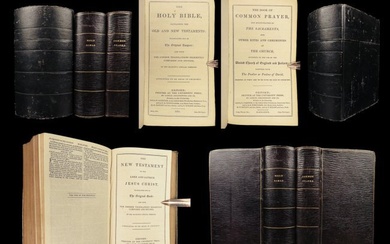 1835 GOLD GILT King James Holy Bible Oxford Old/New + Book Common Prayer 2v SET