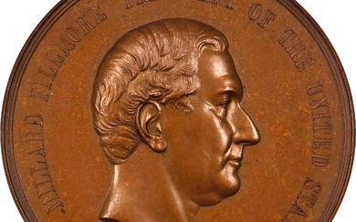 "1850" Millard Fillmore Indian Peace Medal. Bronze. First Size. Julian IP-30, Prucha-48. MS-64 BN (NGC).