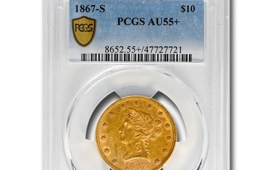 1867-S $10 Liberty Gold Eagle AU-55+ PCGS