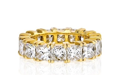 18K Yellow Gold 8.00 carat Princess Cut Diamond Eternity Band