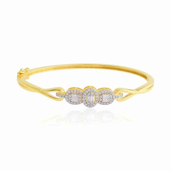 18k Yellow Gold Bangle Bracelet HI/SI Diamond Jewelry